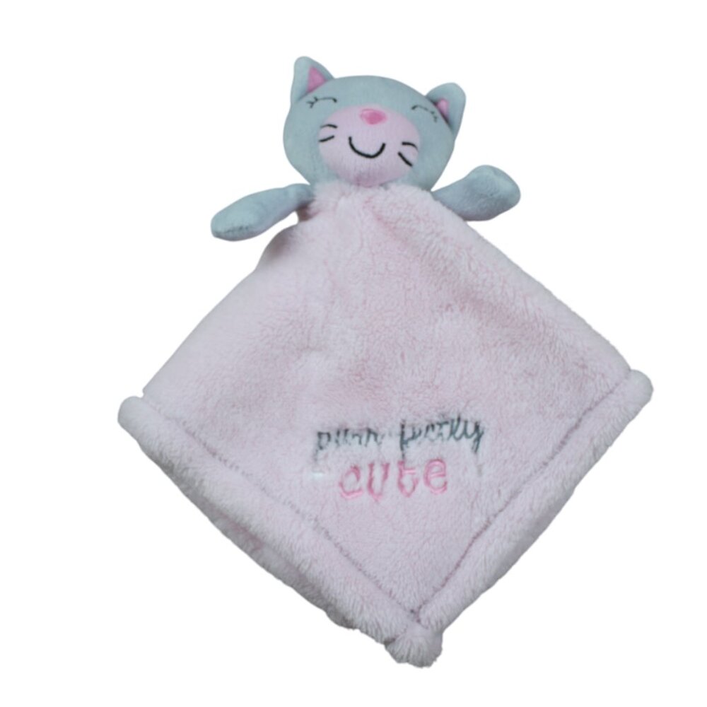 Baby Gear Kitty Cat Security Blanket Lovey Pink Gray Purrfectly Cute Infant Girl